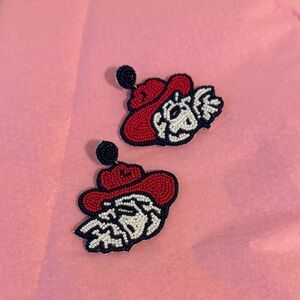 Ole Miss Red and Navy Blue Beaded Earrings